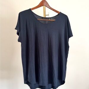 Curved Hem XL Blue Shortsleeve Shirt Adrienne Vittadini